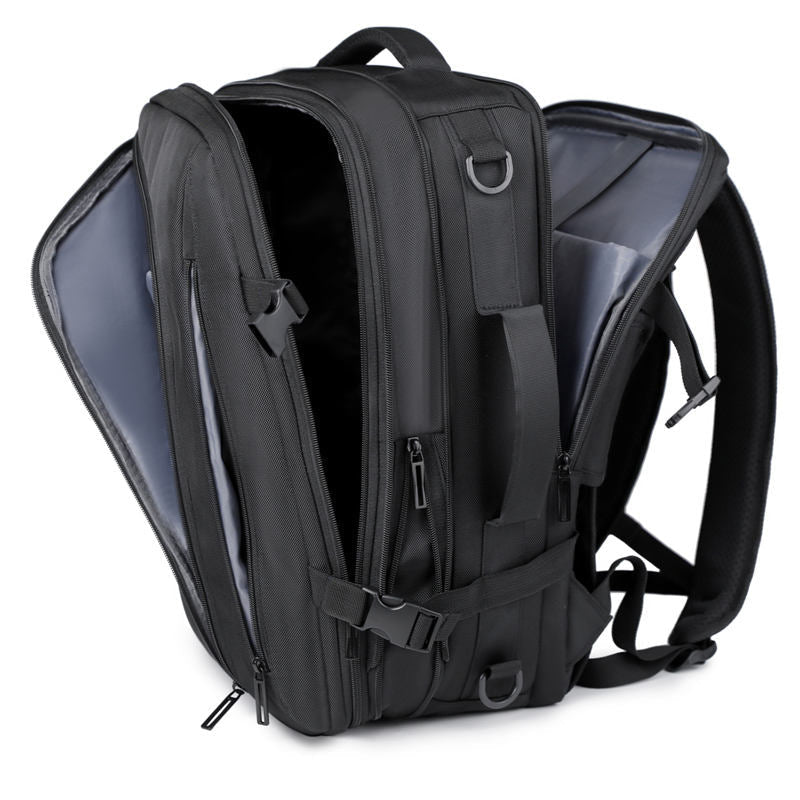 CompressX Go vacuum compression backpack showing organized storage