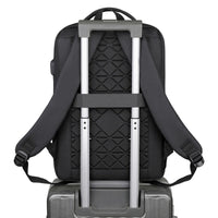 Nova Edge backpack with rolling suitcase attachment on a white background