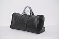 Black leather duffel bag