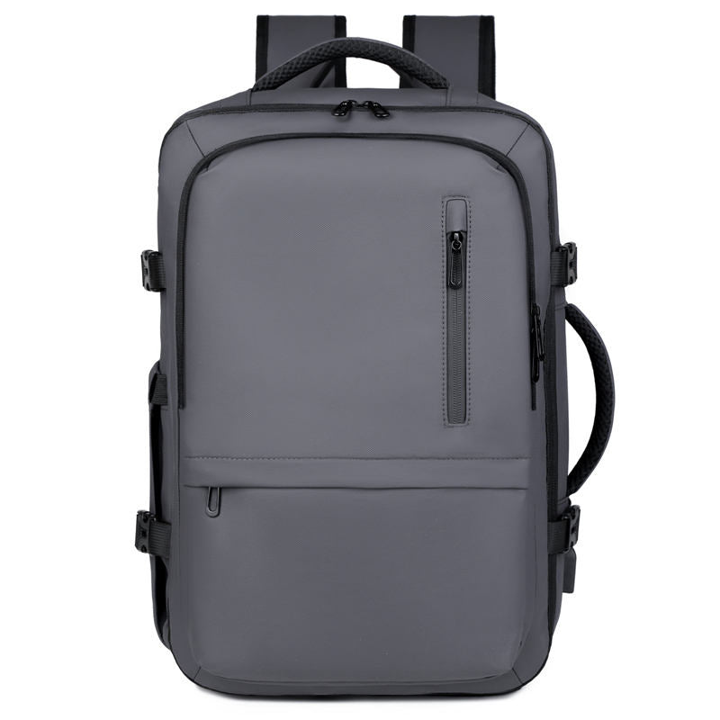 Flex Shell Travel Laptop Backpack front view in Gray