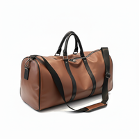 VintageLuxe Genuine Leather Travel Duffle Bag front view in black